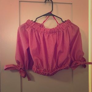 Red & white crop top